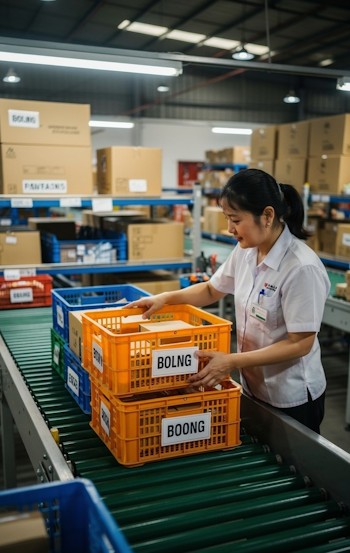 Totebox on conveyor