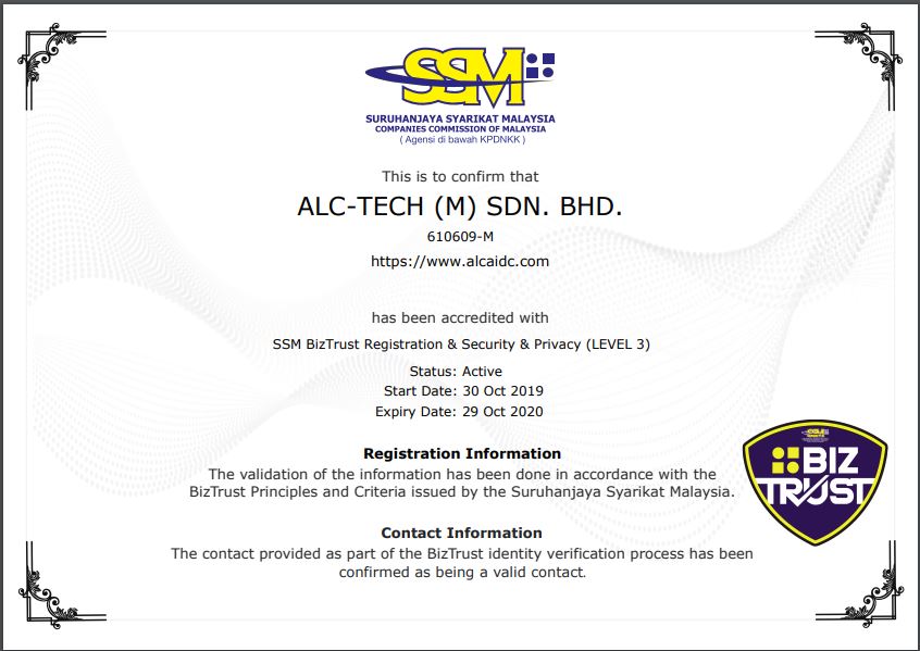 SSM BizTrust Registration Security Privacy LEVEL 3 ALC Tech M 
